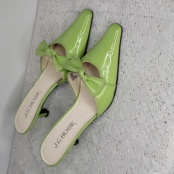 j.g. hook Shoes Vintage Jg Hook Green Slip On Kitten Heel Patent